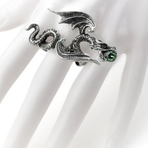 Legends Jewelry - Dragon Ring Emerald Green Swarovski Crystal Pewter Legends Jewelry - Dragon Ring Emerald Green Swarovski Crystal Pewter